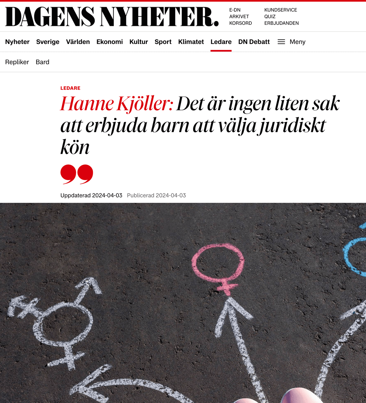 Hanne Kjöller: Det är ingen liten sak att erbjuda barn att välja juridiskt kön